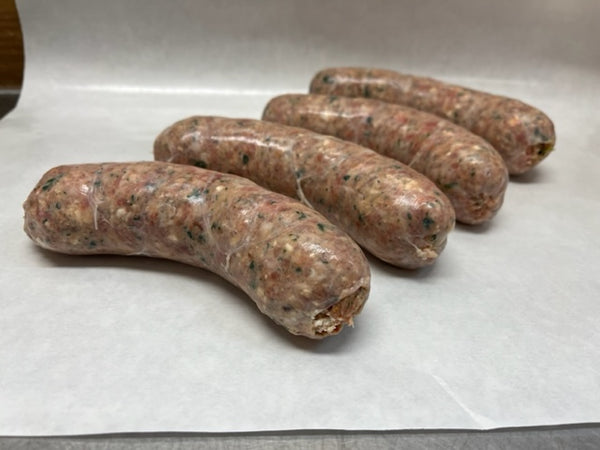 Sun-Dried Tomato, Feta Cheese, and Spinach Sausage Links